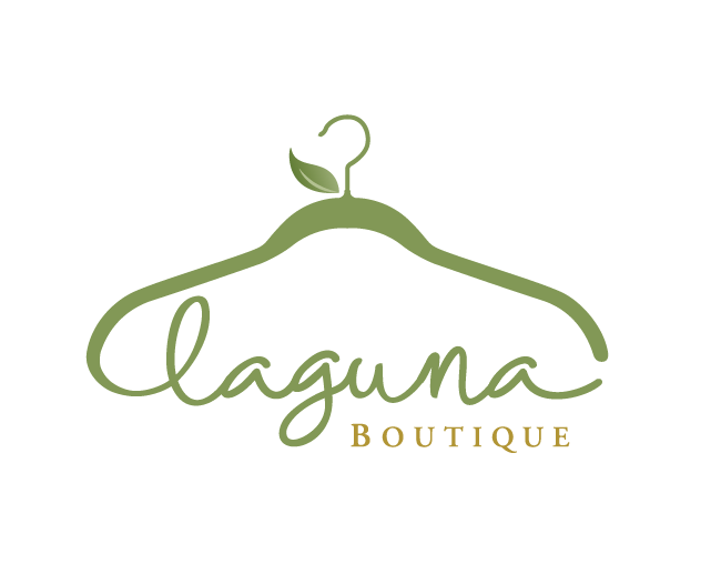 A green hanger with the words laguna boutique written underneath it.