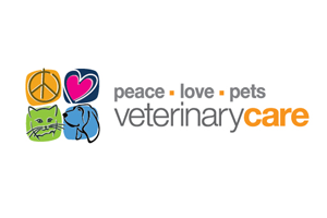 Peace love pets veterinary care logo.