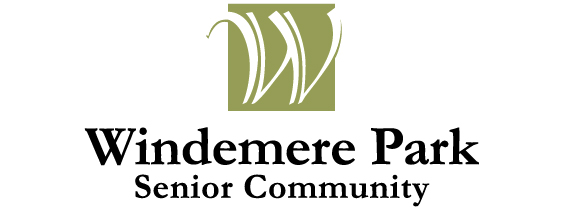 A logo of the windermere place senior community.