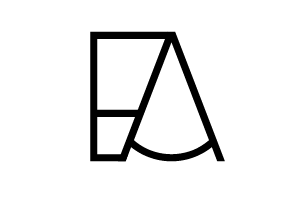 A black and white image of an ea logo.