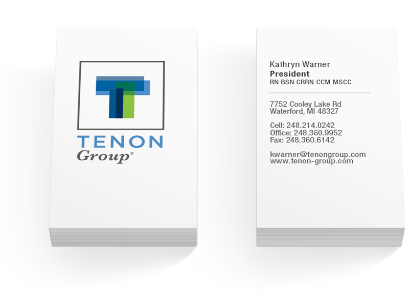 A business card with the logo of tenon group.